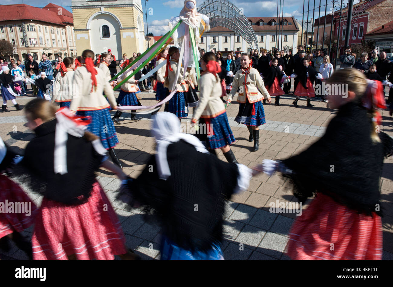 Slovakia, Brezno, spring festival, throwing `Morena`into river Hron Stock Photo